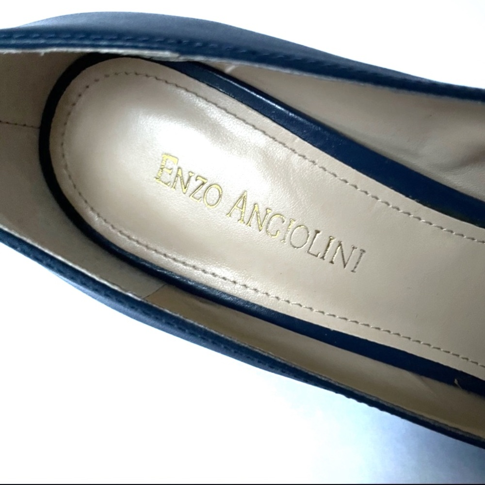 Enzo Angiolini Leather Open Toe Pumps Blue 7.5 - Picture 6 of 9
